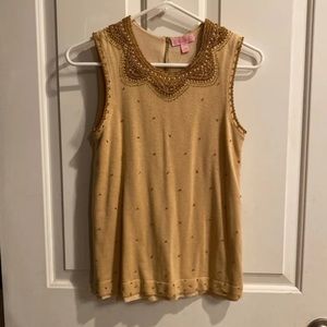 VGUC Lilly Pulitzer beaded gold sweater tank